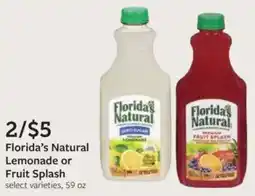 Fareway Florida's natural lemonade or fruit splash offer
