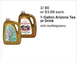 Walgreens 1-Gallon Arizona Tea or Drink offer