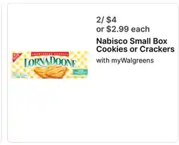 Walgreens Nabisco Small Box Cookies or Crackers offer