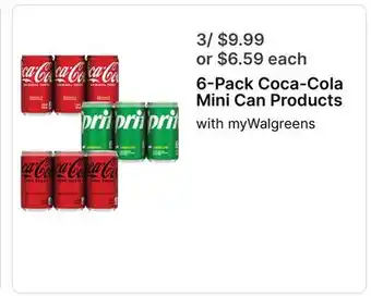 Walgreens 6-Pack Coca-Cola Mini Can Products offer