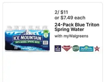 Walgreens 24-Pack Blue Triton Spring Water offer