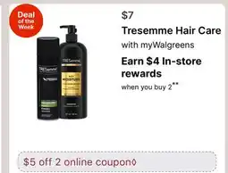 Walgreens Tresemme Hair Care offer