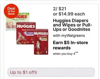 Walgreens Huggies Diapers and Wipes or Pull-Ups or Goodnites offer