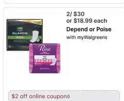 Walgreens Depend or Poise offer
