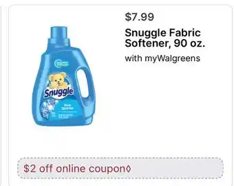 Walgreens Snuggle Fabric Softener, 90 oz offer