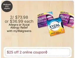 Walgreens Allegra or Xyzal Allergy Relief offer