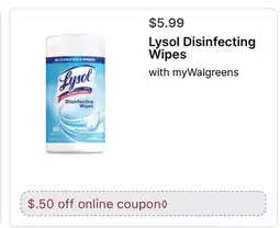 Walgreens Lysol Disinfecting Wipes offer