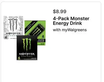 Walgreens 4 - Pack Monster Energy Drink offer