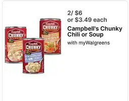 Walgreens Campbell's Chunky Chili or Soup offer