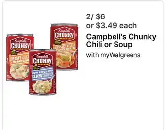 Walgreens Campbell's Chunky Chili or Soup offer