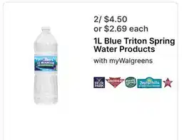 Walgreens 1L Blue Triton Spring Water Products offer