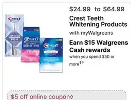 Walgreens Crest Teeth Whitening Products offer