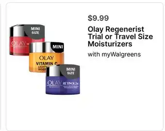Walgreens Olay Regenerist Trial or Travel Size Moisturizers offer