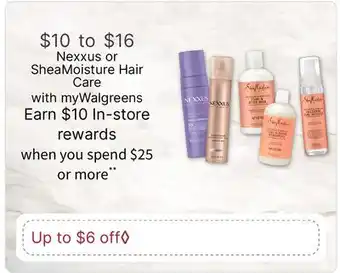Walgreens Nexxus or SheaMoisture Hair Care offer