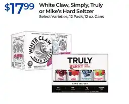 Rite Aid White Claw, Simply, Truly or Mike's Hard Seltzer offer