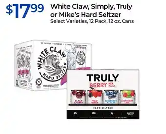 Rite Aid White Claw, Simply, Truly or Mike's Hard Seltzer offer