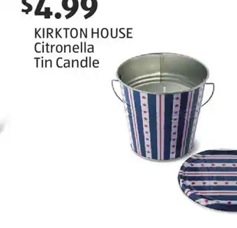 Aldi KIRKTON HOUSE Citronella Tin Candle offer