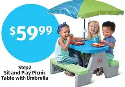 Aldi Step2 Sit and Play Picnic Table with Umbrella offer