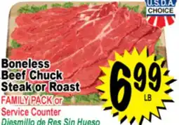 Superior Grocers Boneless Beef Chuck Steak or Roast offer