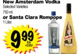 Superior Grocers New Amsterdam Vodka 750 ml., or Santa Clara Rompope 1 Liter offer