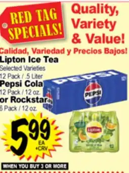 Superior Grocers Lipton Ice Tea 12 Pack. 5 Liter, Pepsi Cola 12 Pack / 12 oz. or Rockstar 6 Pack / 12 oz offer