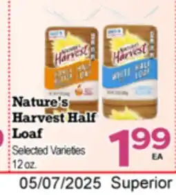Superior Grocers Nature's Harvest Half Loaf offer