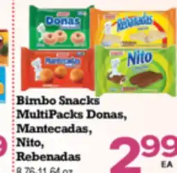 Superior Grocers Bimbo Snacks MultiPacks Donas, Mantecadas, Nito rebenadas offer