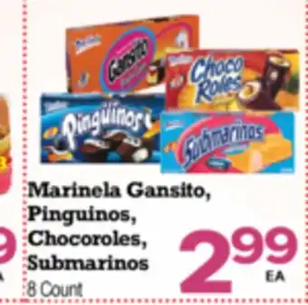 Superior Grocers Marinela Gansito, Pinguinos Chocoroles, Submarinos offer