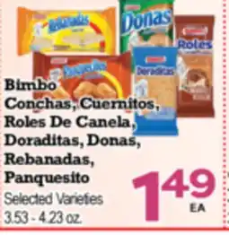 Superior Grocers Bimbo Conchas, Cuernitos, Roles Canela Doraditas offer