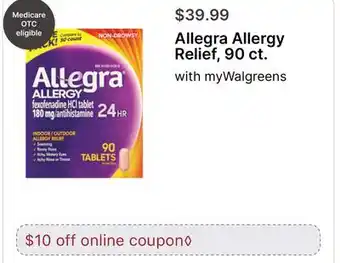 Walgreens Allegra Allergy Relief, 90 ct offer