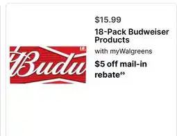 Walgreens 18-Pack Budweiser Products offer
