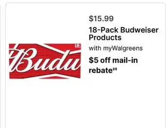 Walgreens 18-Pack Budweiser Products offer