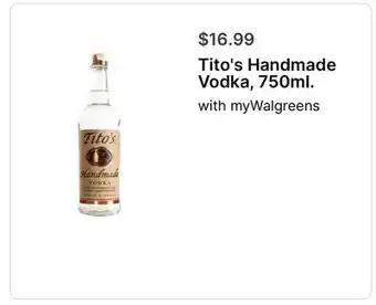 Walgreens Tito's Handmade Vodka, 750ml offer