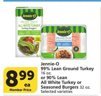 Vons Jennie-O 99% Lean Ground Turkey 16 oz. or 90% Lean All White Turkey or Seasoned Burgers 32 oz offer