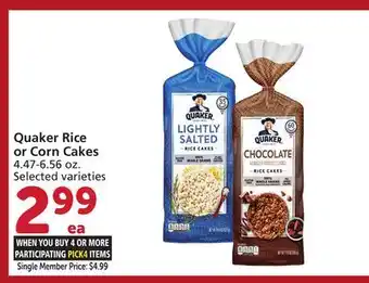 Vons Quaker Rice or Corn Cakes offer