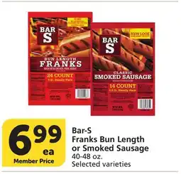 Vons Bar-S Franks Bun Length or Smoked Sausage offer