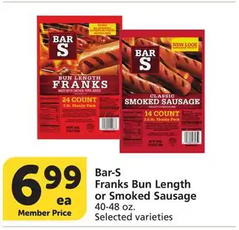 Vons Bar-S Franks Bun Length or Smoked Sausage offer