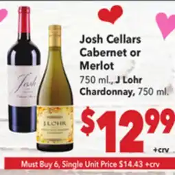 Vallarta Supermarkets Josh Cellars Cabernet or Merlot offer