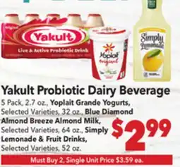 Vallarta Supermarkets Yakult Probiotic Dairy Beverage offer