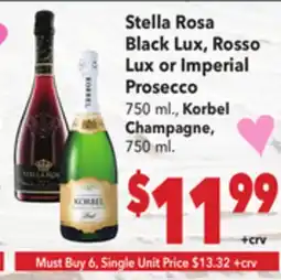 Vallarta Supermarkets Stella Rosa Black Lux, Rosso Lux or Imperial Prosecco offer