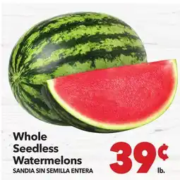 Vallarta Supermarkets Whole Seedless Watermelons / SANDIA SIN SEMILLA ENTERA offer