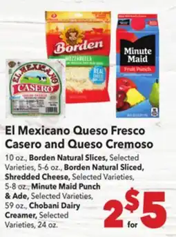 Vallarta Supermarkets El Mexicano Queso Fresco Casero and Queso Cremoso offer