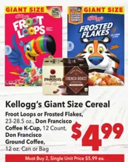 Vallarta Supermarkets Kellogg's Giant Size Cereal offer