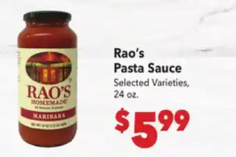 Vallarta Supermarkets Rao's Pasta Sauce offer