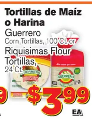 El Super Fresh Guerrero Corn Tortillas, 100 Ct. or Riquisimas Flour Tortillas, 24 Ct offer