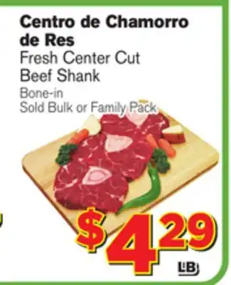 El Super Fresh Fresh Center Cut Beef Shank offer