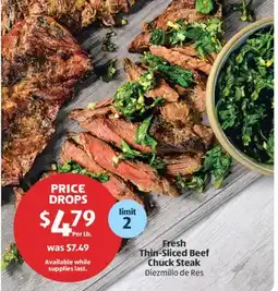 Aldi Fresh Thin-Sliced Beef Chuck Steak offer