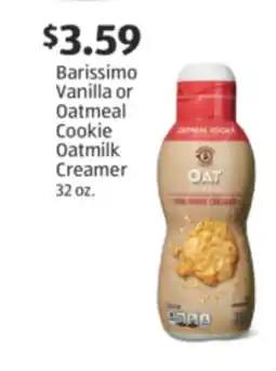 Aldi Barissimo Vanilla or Oatmeal Cookie Oatmilk Creamer offer