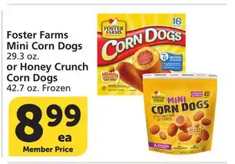 Albertsons Foster Farms Mini Corn Dogs 29.3 oz. or Honey Crunch Corn Dogs 42.7 oz offer