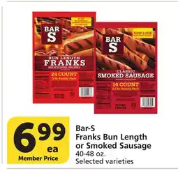 Albertsons Bar-S Franks Bun Length or Smoked Sausage offer